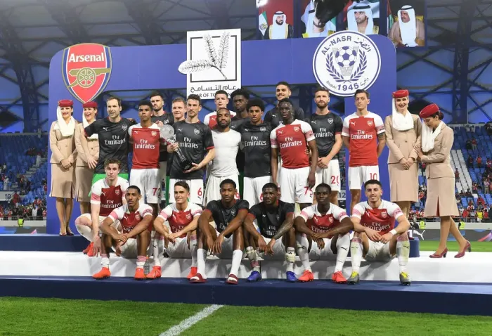Framed Print : Arsenal Victory in Al-Nasr Dubai Friendly: Trophy Presentation at Al Maktoum Stadium (March 2019) Framed Print : Arsenal Victory in Al-Nasr Dubai Friendly: Trophy Presentation at Al Maktoum Stadium (March 2019)