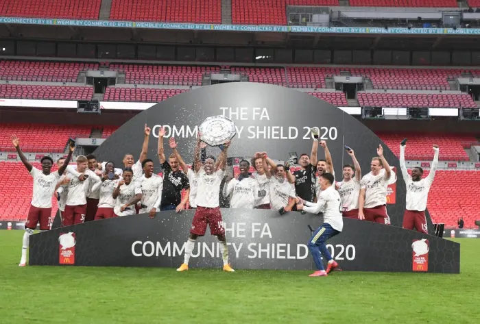 Framed Print : Arsenal Victory: FA Community Shield against Liverpool Framed Print : Arsenal Victory: FA Community Shield against Liverpool