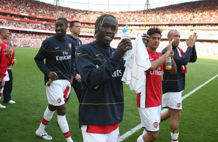 Framed Print : Arsenal Victory: Sagna, Vela, Djourou, and Silvestre Celebrate with Fans after 4-1 Win over Stoke City Framed Print : Arsenal Victory: Sagna, Vela, Djourou, and Silvestre Celebrate with Fans after 4-1 Win over Stoke City
