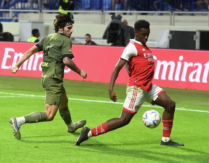 Framed Print : Arsenal vs AC Milan: Clash in Dubai, Nketiah vs Tonali Framed Print : Arsenal vs AC Milan: Clash in Dubai, Nketiah vs Tonali