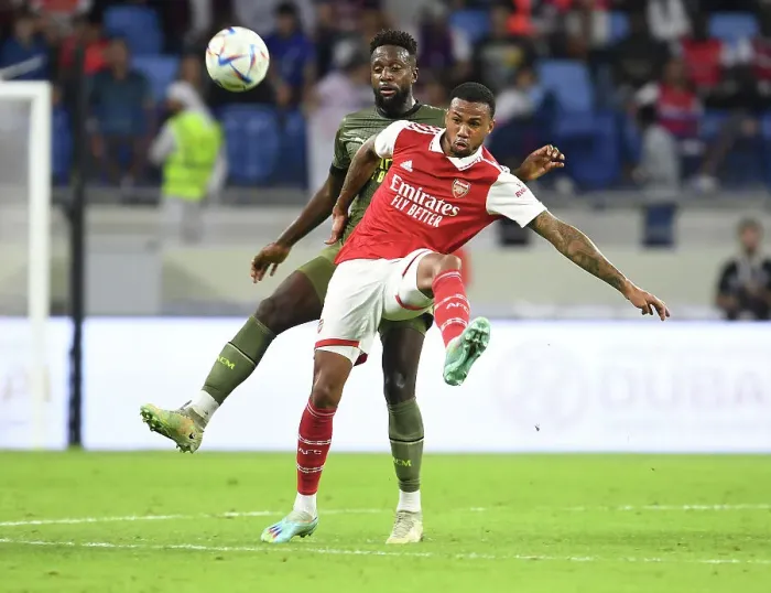 Framed Print : Arsenal vs AC Milan Clash: Gabriel vs Origi in Dubai, 2022-23