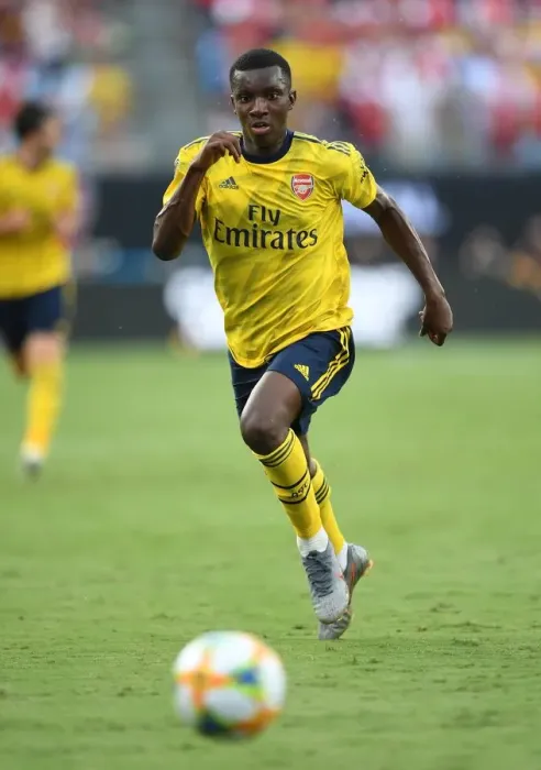 Framed Print : Arsenal vs. ACF Fiorentina: Eddie Nketiah in Action at 2019 International Champions Cup, Charlotte