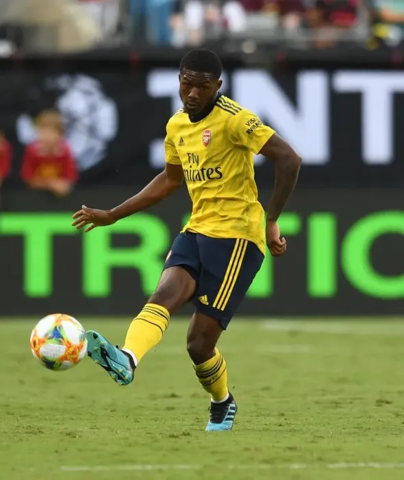 Framed Print : Arsenal vs. ACF Fiorentina: Maitland-Niles in Action at 2019 International Champions Cup in Charlotte
