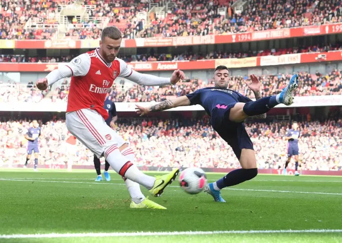 Framed Print : Arsenal vs. AFC Bournemouth: Calum Chambers Clash in Premier League Showdown Framed Print : Arsenal vs. AFC Bournemouth: Calum Chambers Clash in Premier League Showdown