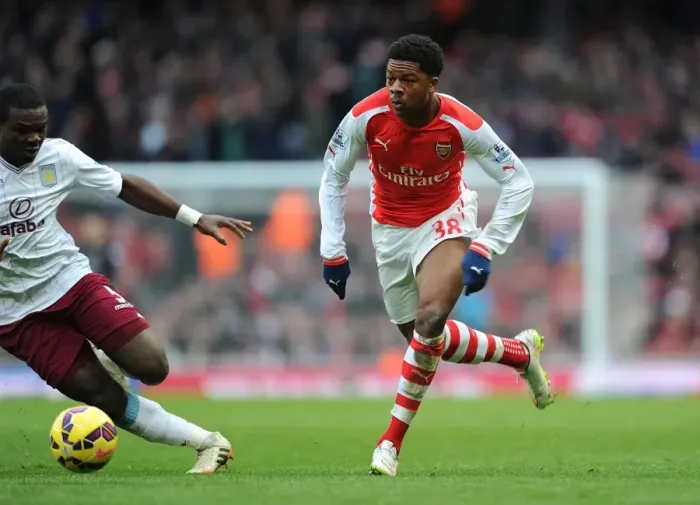Framed Print : Arsenal vs Aston Villa: Chuba Akpom in Action at the Emirates Stadium, Premier League 2014-15 Framed Print : Arsenal vs Aston Villa: Chuba Akpom in Action at the Emirates Stadium, Premier League 2014-15
