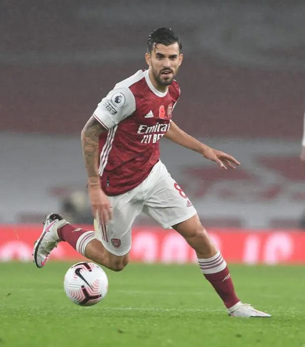 Framed Print : Arsenal vs Aston Villa: Dani Ceballos in Action at Empty Emirates Stadium, Premier League 2020-21