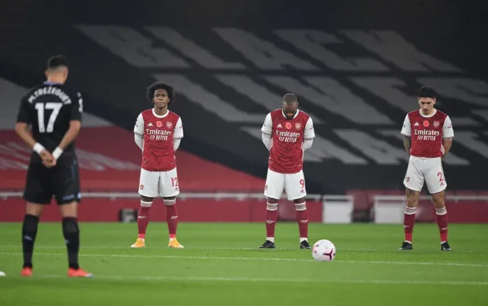 Framed Print : Arsenal vs Aston Villa: Empty Emirates Stadium Honors Remembrance Day, Premier League 2020-21 Framed Print : Arsenal vs Aston Villa: Empty Emirates Stadium Honors Remembrance Day, Premier League 2020-21