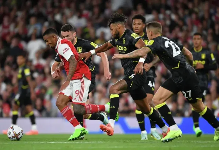 Framed Print : Arsenal vs Aston Villa: Gabriel Jesus Faces Off Against Tyrone Mings and John McGinn in Premier League Clash Framed Print : Arsenal vs Aston Villa: Gabriel Jesus Faces Off Against Tyrone Mings and John McGinn in Premier League Clash