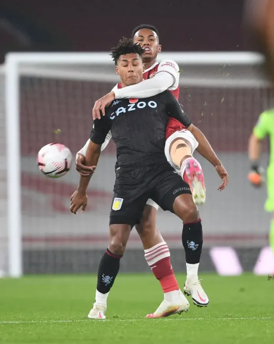 Framed Print : Arsenal vs. Aston Villa: Gabriel vs. Watkins in Empty Emirates Stadium, Premier League 2020-21 Framed Print : Arsenal vs. Aston Villa: Gabriel vs. Watkins in Empty Emirates Stadium, Premier League 2020-21