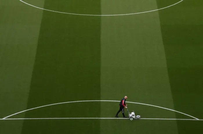 Framed Print : Arsenal vs Aston Villa: Pre-Match Pitch Preparation at Emirates Stadium (2021-22) Framed Print : Arsenal vs Aston Villa: Pre-Match Pitch Preparation at Emirates Stadium (2021-22)