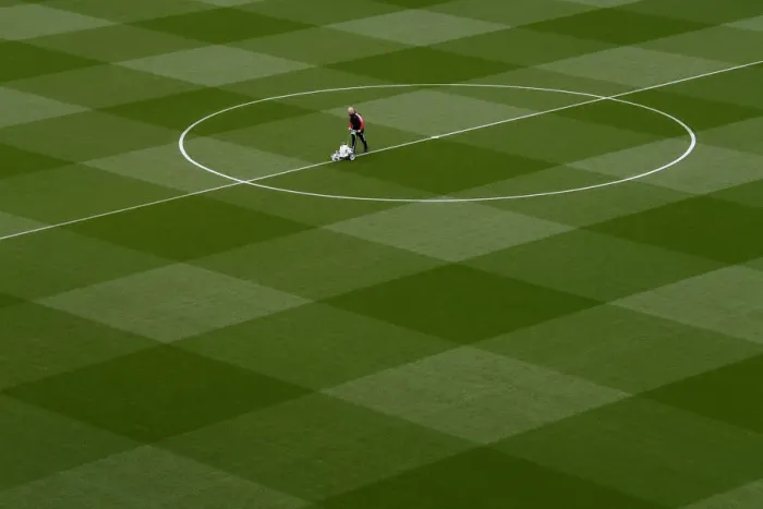 Framed Print : Arsenal vs Aston Villa: Pre-Match Pitch Preparation at Emirates Stadium Framed Print : Arsenal vs Aston Villa: Pre-Match Pitch Preparation at Emirates Stadium