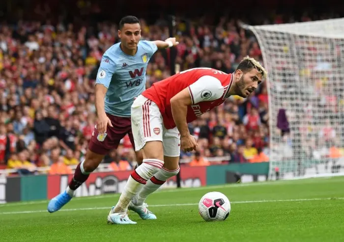 Framed Print : Arsenal vs Aston Villa: Sead Kolasinac Faces Off Against Anwar El Ghazi in Premier League Clash Framed Print : Arsenal vs Aston Villa: Sead Kolasinac Faces Off Against Anwar El Ghazi in Premier League Clash