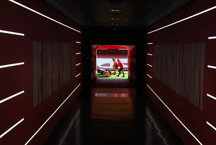 Framed Print : Arsenal vs Aston Villa: The Tunnel at Emirates Stadium - Premier League Showdown (2021-22)