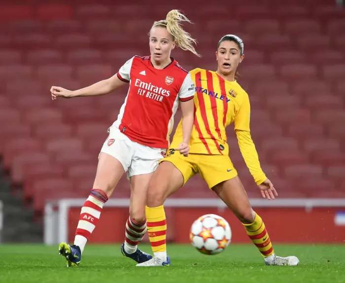 Framed Print : Arsenal vs. Barcelona: A Battle in the UEFA Women's Champions League at the Emirates Stadium Framed Print : Arsenal vs. Barcelona: A Battle in the UEFA Women's Champions League at the Emirates Stadium