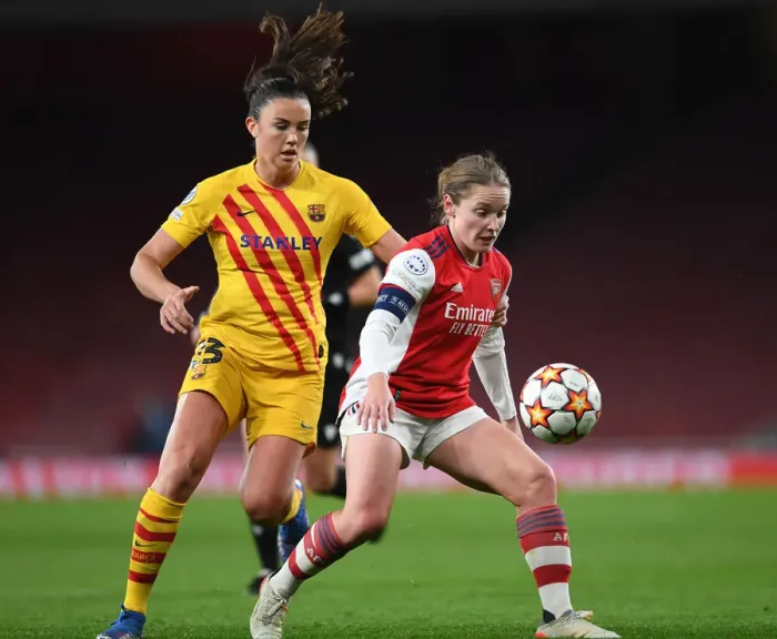 Framed Print : Arsenal vs. Barcelona: A Champion's Showdown in the UEFA Women's Champions League Framed Print : Arsenal vs. Barcelona: A Champion's Showdown in the UEFA Women's Champions League