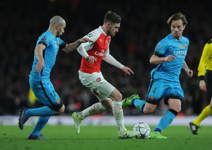 Framed Print : Arsenal vs. Barcelona: A Tense Battle in the 2016 Champions League