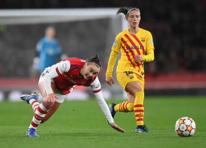 Framed Print : Arsenal vs. Barcelona: A UEFA Women's Champions League Battle at Emirates Stadium