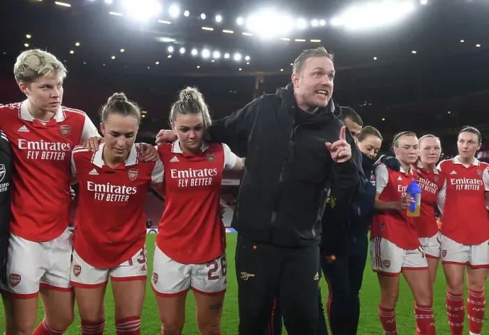 Framed Print : Arsenal vs. Bayern Munich: Jonas Eidevall and His Team Face Off in UEFA Women's Champions League Quarter-Finals