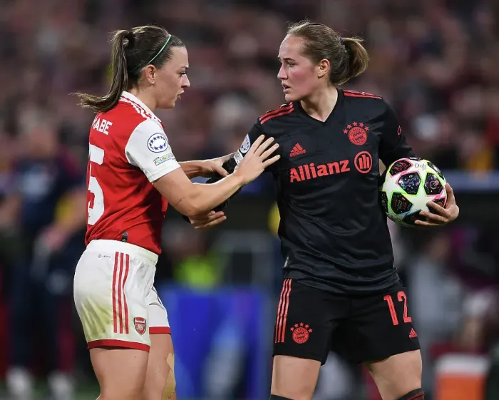 Framed Print : Arsenal vs. Bayern Munich: A Battle in the UEFA Women's Champions League Quarterfinals