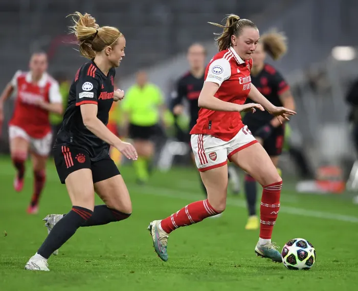 Framed Print : Arsenal vs. Bayern Munich: Clash in the UEFA Women's Champions League Quarter-Finals