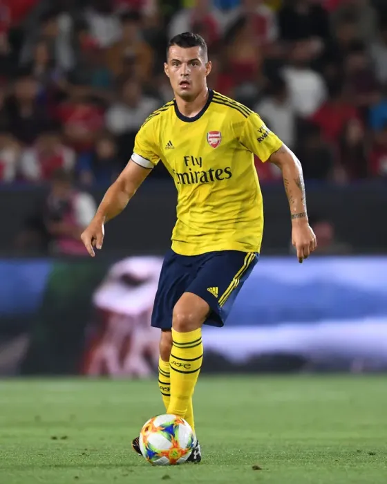 Framed Print : Arsenal vs. Bayern Munich: Granit Xhaka Leads the Charge in International Champions Cup Clash, 2019
