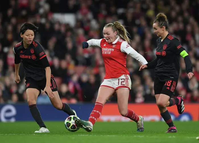 Framed Print : Arsenal vs. Bayern Munich: Women's Champions League Quarter-Final Showdown Framed Print : Arsenal vs. Bayern Munich: Women's Champions League Quarter-Final Showdown
