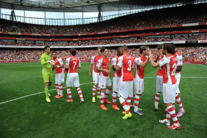 Framed Print : Arsenal vs Benfica at The Emirates Cup 2014: Arsenal Team Line-Up