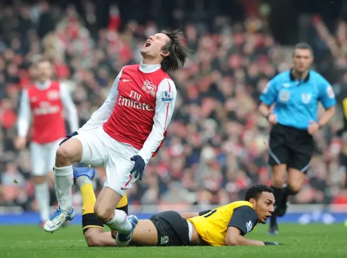 Framed Print : Arsenal vs. Blackburn Rovers: Rosicky Fouled by Nzonzi in 2011-12 Premier League Clash Framed Print : Arsenal vs. Blackburn Rovers: Rosicky Fouled by Nzonzi in 2011-12 Premier League Clash