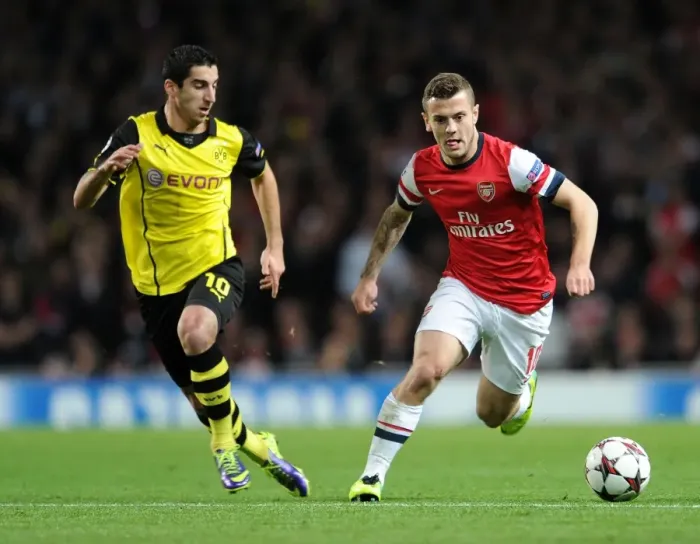 Framed Print : Arsenal vs Borussia Dortmund: Wilshere vs Mkhitaryan Clash in the Champions League Framed Print : Arsenal vs Borussia Dortmund: Wilshere vs Mkhitaryan Clash in the Champions League