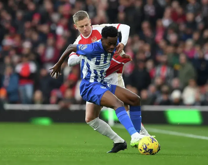 Framed Print : Arsenal vs Brighton: Clash at Emirates Stadium - Zinchenko vs Adingra, Premier League 2023-24