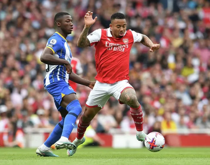 Framed Print : Arsenal vs Brighton: Gabriel Jesus Clash in Intense Premier League Showdown (May 2023) Framed Print : Arsenal vs Brighton: Gabriel Jesus Clash in Intense Premier League Showdown (May 2023)