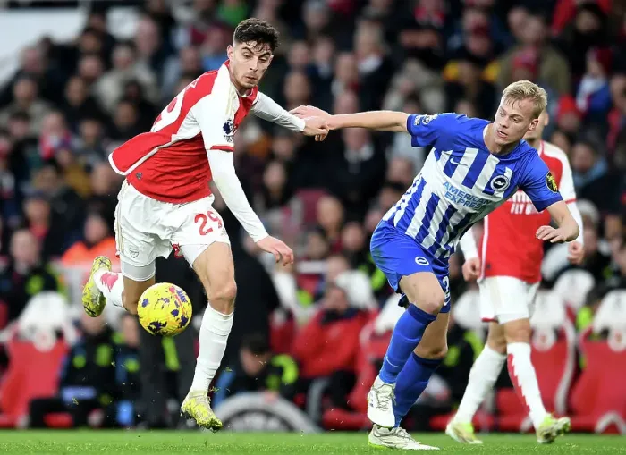 Framed Print : Arsenal vs Brighton: Havertz Fights for Possession in the 2023-24 Premier League Clash Framed Print : Arsenal vs Brighton: Havertz Fights for Possession in the 2023-24 Premier League Clash