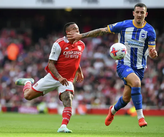 Framed Print : Arsenal vs Brighton: Intense Battle for Possession - Gabriel Jesus Clashes with Lewis Dunk (May 2023) Framed Print : Arsenal vs Brighton: Intense Battle for Possession - Gabriel Jesus Clashes with Lewis Dunk (May 2023)