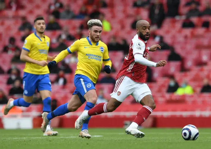 Framed Print : Arsenal vs Brighton: Lacazette vs Connolly - Premier League Showdown: A Battle of Stars at Emirates Stadium