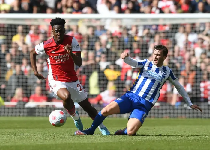 Framed Print : Arsenal vs Brighton: A Premier League Clash Marred by Fouls - Lokonga Targeted