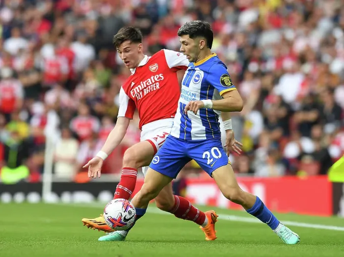 Framed Print : Arsenal vs Brighton: Tierney's Battle for Possession in the 2022-23 Premier League Clash Framed Print : Arsenal vs Brighton: Tierney's Battle for Possession in the 2022-23 Premier League Clash