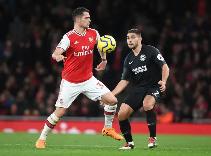 Framed Print : Arsenal vs Brighton: Xhaka vs Maupay Clash in Premier League Showdown