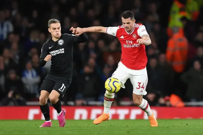 Framed Print : Arsenal vs Brighton: Xhaka vs Trossard Clash in Premier League Showdown