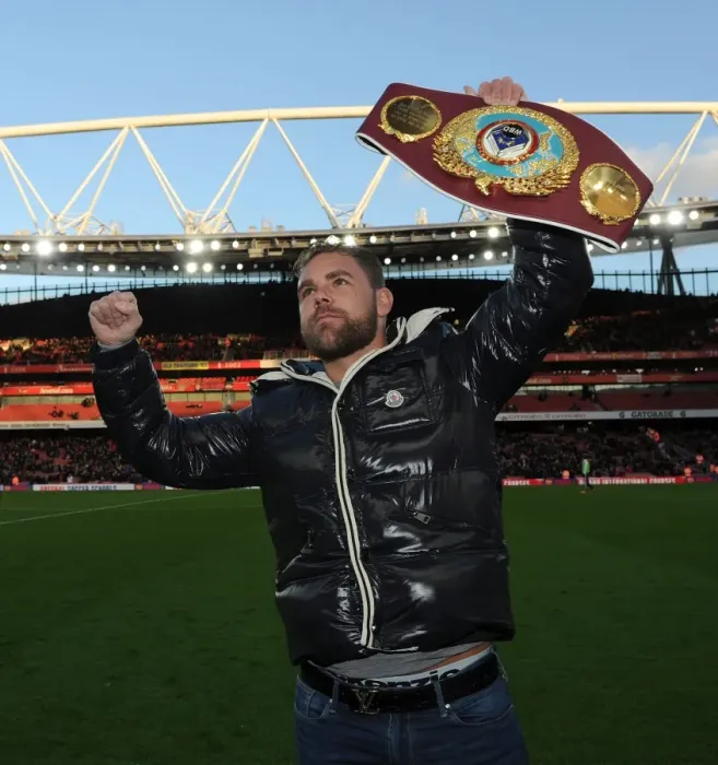 Framed Print : Arsenal vs Burnley: Boxer Billy Joe Saunders at FA Cup Fourth Round Half Time