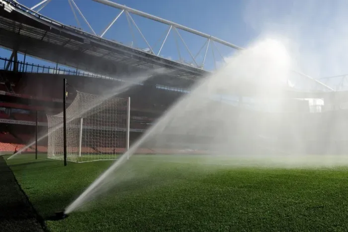 Framed Print : Arsenal vs Burnley: Pre-Match Pitch Preparation at Emirates Stadium (2014 / 15)