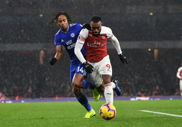 Framed Print : Arsenal vs. Cardiff: Lacazette Faces Off Against Reid in Premier League Clash Framed Print : Arsenal vs. Cardiff: Lacazette Faces Off Against Reid in Premier League Clash