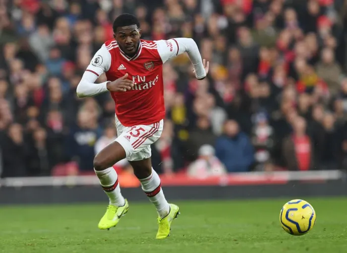 Framed Print : Arsenal vs. Chelsea: Ainsley Maitland-Niles in Action at the Emirates Stadium (Premier League 2019-20)
