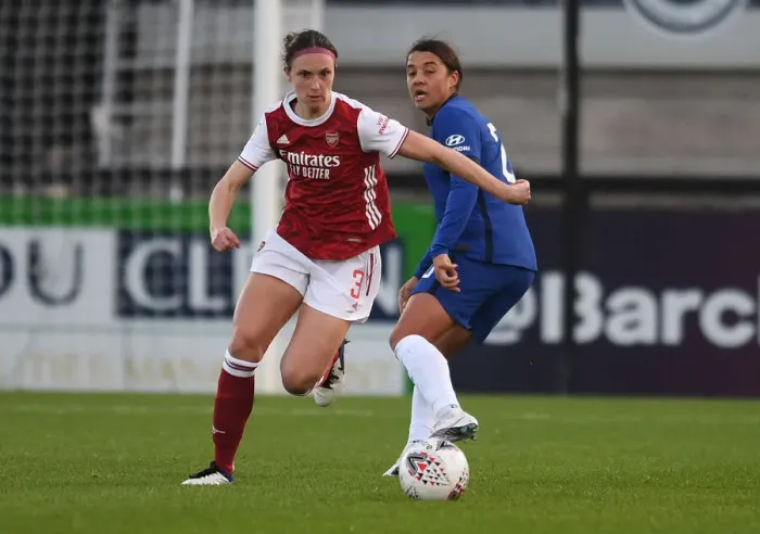 Framed Print : Arsenal vs. Chelsea: A Battle in the FA WSL - Lotte Wubben-Moy vs. Sam Kerr