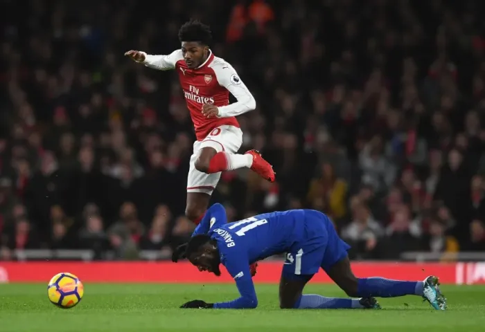 Framed Print : Arsenal vs. Chelsea: Clash between Maitland-Niles and Bakayoko