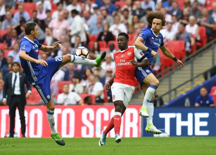 Framed Print : Arsenal vs. Chelsea: Clash of Titans - FA Cup Final 2017: Welbeck vs. Matic, Luiz