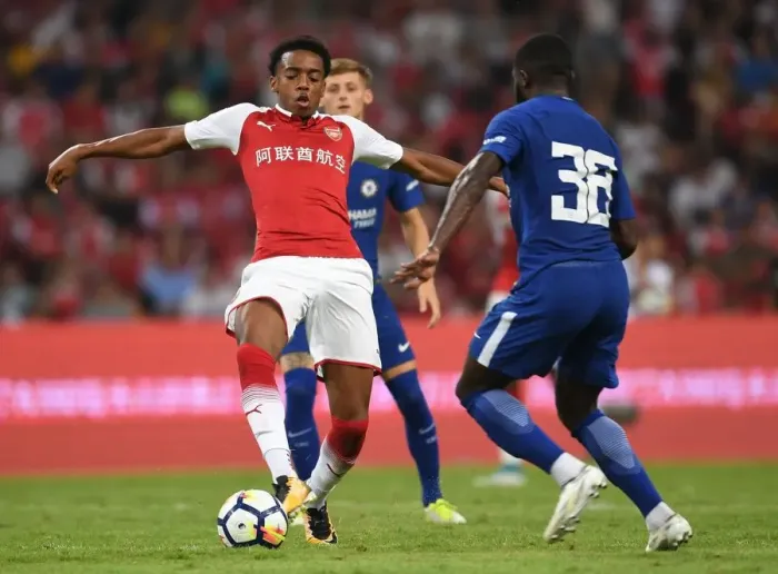 Framed Print : Arsenal vs. Chelsea: Clash of the Titans - Pre-Season Battle between Joe Willock and Jeremie Boga in Beijing Framed Print : Arsenal vs. Chelsea: Clash of the Titans - Pre-Season Battle between Joe Willock and Jeremie Boga in Beijing
