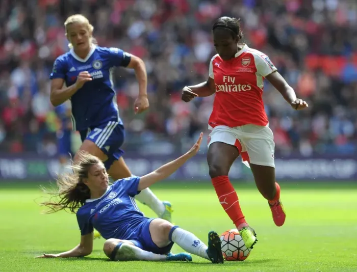 Framed Print : Arsenal vs. Chelsea: FA Women's Cup Final Showdown at Wembley Stadium Framed Print : Arsenal vs. Chelsea: FA Women's Cup Final Showdown at Wembley Stadium