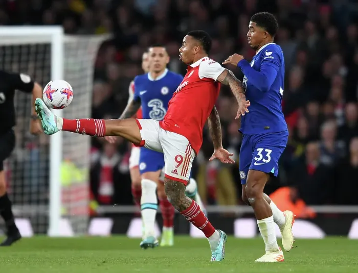 Framed Print : Arsenal vs Chelsea: Gabriel Jesus Faces Off Against Wesley Fofana in Intense Premier League Clash Framed Print : Arsenal vs Chelsea: Gabriel Jesus Faces Off Against Wesley Fofana in Intense Premier League Clash