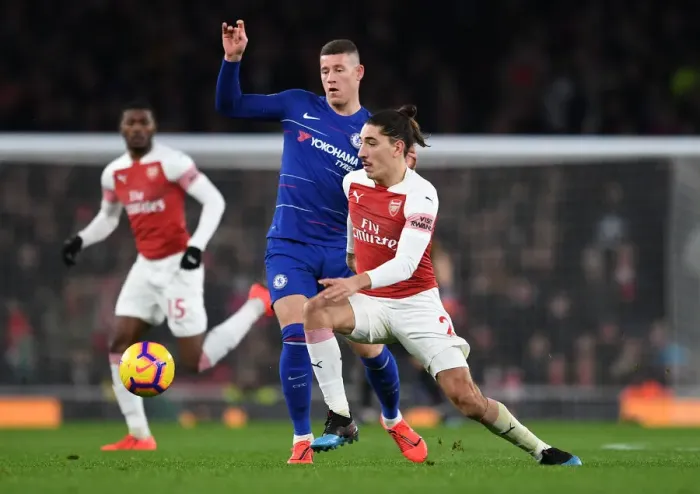 Framed Print : Arsenal vs. Chelsea: Intense Battle Between Bellerin and Barkley in the Premier League Framed Print : Arsenal vs. Chelsea: Intense Battle Between Bellerin and Barkley in the Premier League