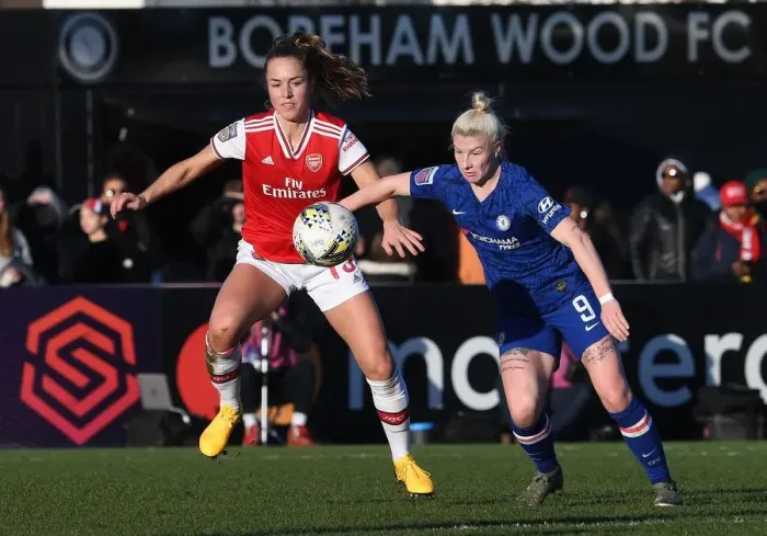 Framed Print : Arsenal vs. Chelsea: Intense Battle in FA WSL Match